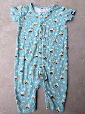 Baby Snap Front Romper -Busy Bees & Daisies